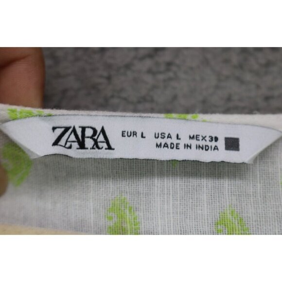 Zara 100% Cotton Babydoll Maxi Dress/Cover-Up-Size Large-Cottagecore-Embroidered - Picture 4 of 7